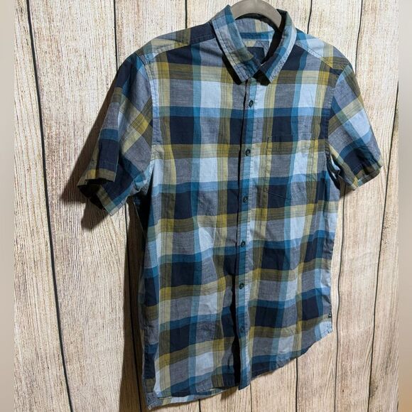 Prana Blue and Green Plaid Shirt, Size S - Picture 3 of 5
